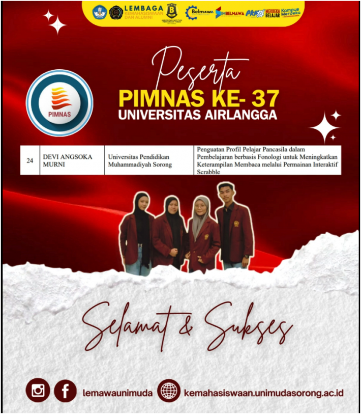 1 TIM PKM UNIMUDA SORONG LOLOS PIMNAS Ke-37 Tahun 2024