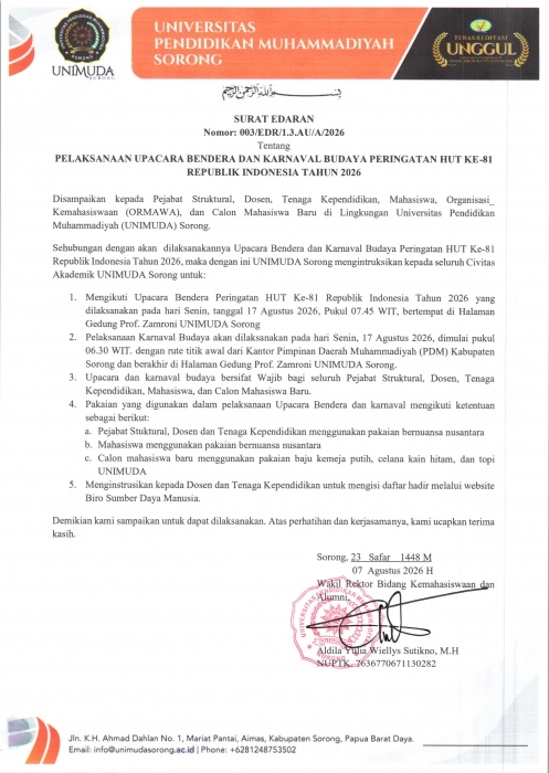 EDARAN PELAKSANAAN UPACARA BENDERA DAN KARNAVAL BUDAYA PERINGATAN HUT KE-81 REPUBLIK INDONESIA TAHUN 2026
