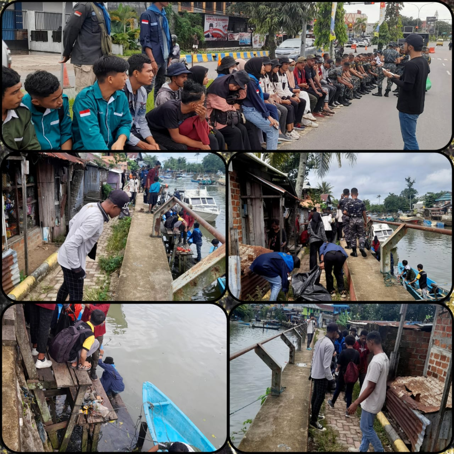 HUT TNI AL ke 78, Komando Armada III Mahasiswa UNIMUDA Sorong ikut melaksanakan Program Kali Bersih (PROKASIH)