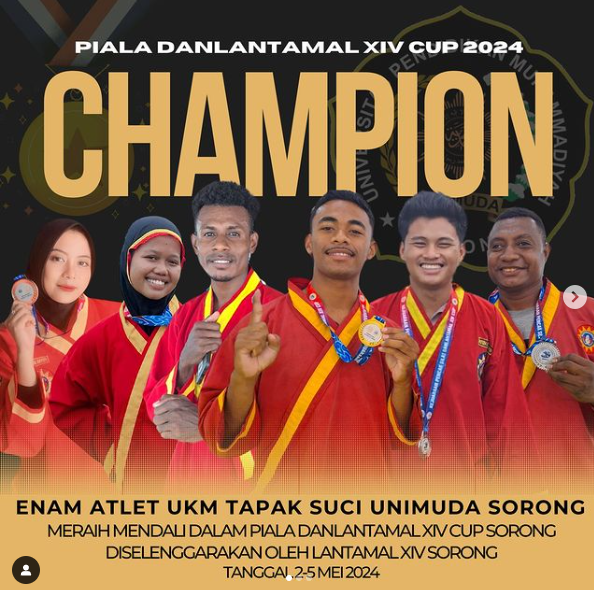 Juara Open Tournament Pencak Silat Danlantamal Cup Tahun 2024 yang diselenggarakan oleh Pangkalan Utama TNI AL (Lantamal) XIV Sorong