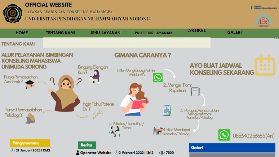 Selamat Datang di LBK Layanan Bimbingan konseling Universitas Pendidikan Muhammadiyah Sorong